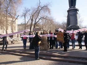 Пикет студентов МГУП на Чистых прудах. Фото: Каспаров.Ru